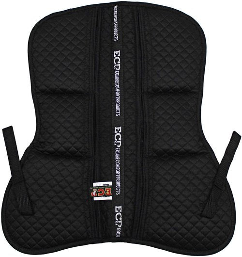 ECP Equine Comfort Products All Purpose Diamond Quilted Poly Cotton English Half Saddle Pad with Therapeutic Contoured Correction Support Pockets, 18 Memory Foam Shims Included, Black