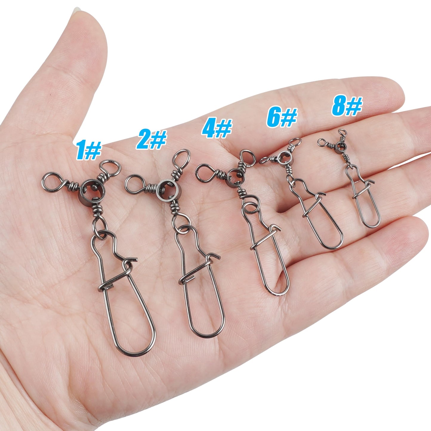 JSHANMEI Fishing 3 Way Swivel Snaps High-Strength Cross Line Duo Lock Snap Swivels T-Turn Fishing Lure Connectors Saltwater Tackle Accessories for Trolling Catfish (4# - 30PCS)