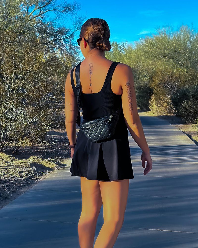 Stelle Women Tennis Skirt Golf Skorts Athletic High Waisted with Pockets Inner Shorts Sport Workout Pleated Pickleball (Black-Nylon, Medium)
