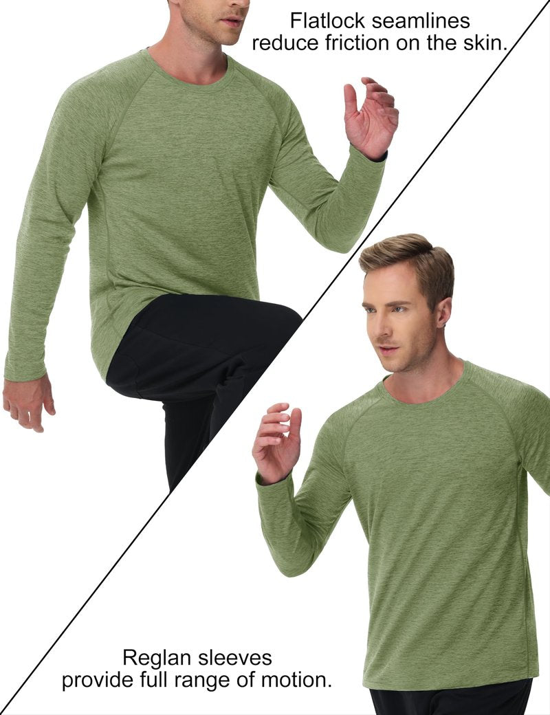 MAGCOMSEN Men's Sun Protection Shirts UV SPF UPF 50+ Long Sleeve Tee Shirts Summer Quick Dry Fishing Hiking Running Workout Green, L