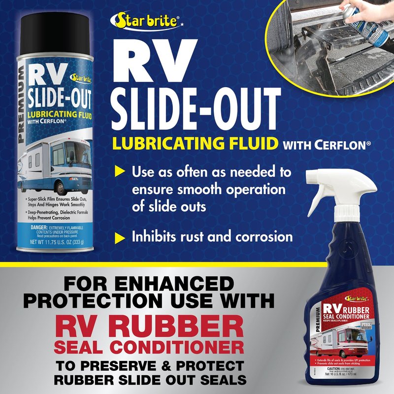 STAR BRITE RV Slide-Out Lubricating Fluid with Cerflon - Ultra-Slick, Deep-Penetrating, Corrosion Preventive Spray for RV Slide Outs (078212)