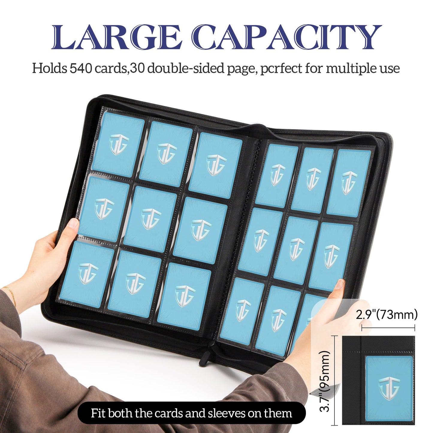 TCGUARD Trading Card Binder, 9 Side Loading Pocket Card Album Hold Up to 540 Cards, Zipper Binder for Cards Collection, TCG Card Holder for Game Card, Sports Card, Yugioh, MTG etc.(Purple)