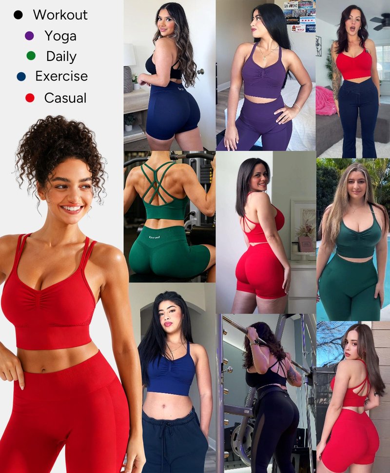 BRXL Womens Sports Bras Longline Strappy Sports Bra Low Impact Workout Sports Bra Black Unpadded Sports Bras Black S
