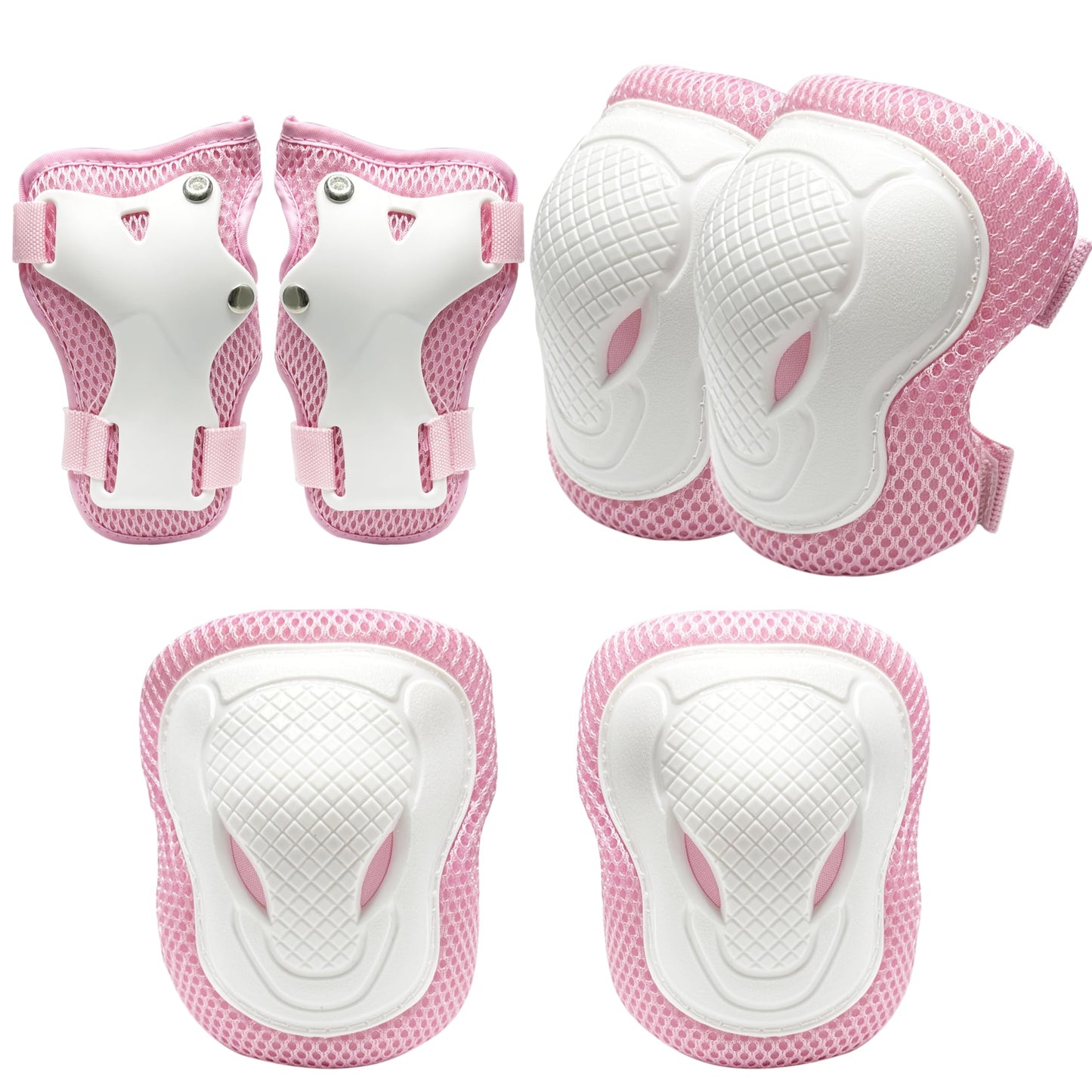 ENHERWE Kids Knee Pads Elbow Pads Wrist Guards Set for 3-8 Years,Child Protective Gear Set for Outdoor Sports,Cycling,Roller Skates,Inline Skating,Skateboard,Scooter,BMX Bike,Girls Pink