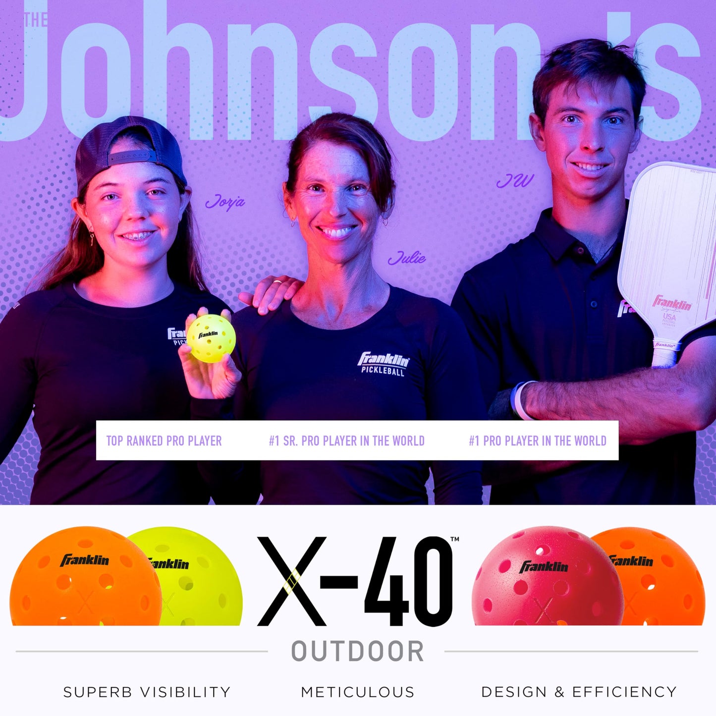 Franklin Sports X-40 Pickleballs - Official Ball of USA Pickleball, APP Tour, US Open - Suitable for Outdoor Courts - Regulation Size, Tournament Grade - Ember (Pack of 36)