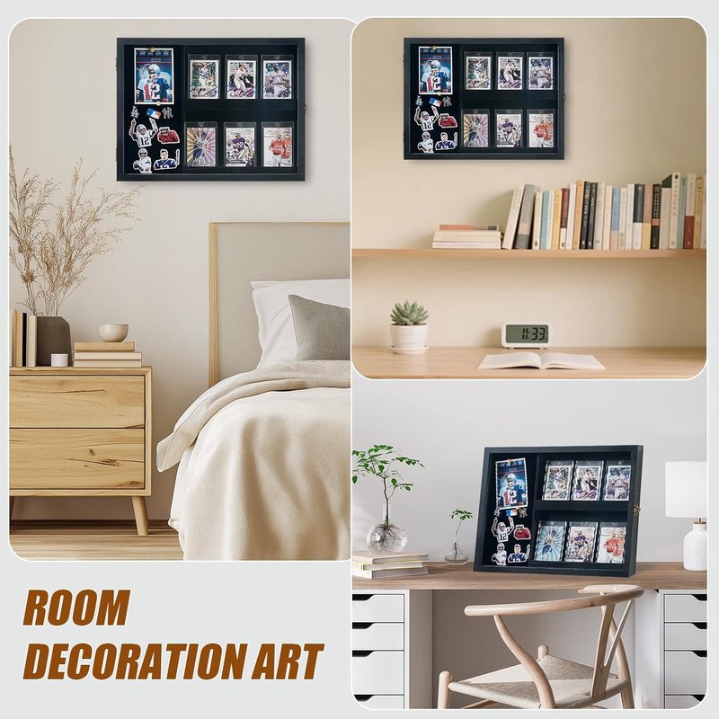 Card Display Cases for Graded Sports Cards - UV Protection, 6-Card Holder | Wall or Countertop Frame for Baseball, Basketball, Football