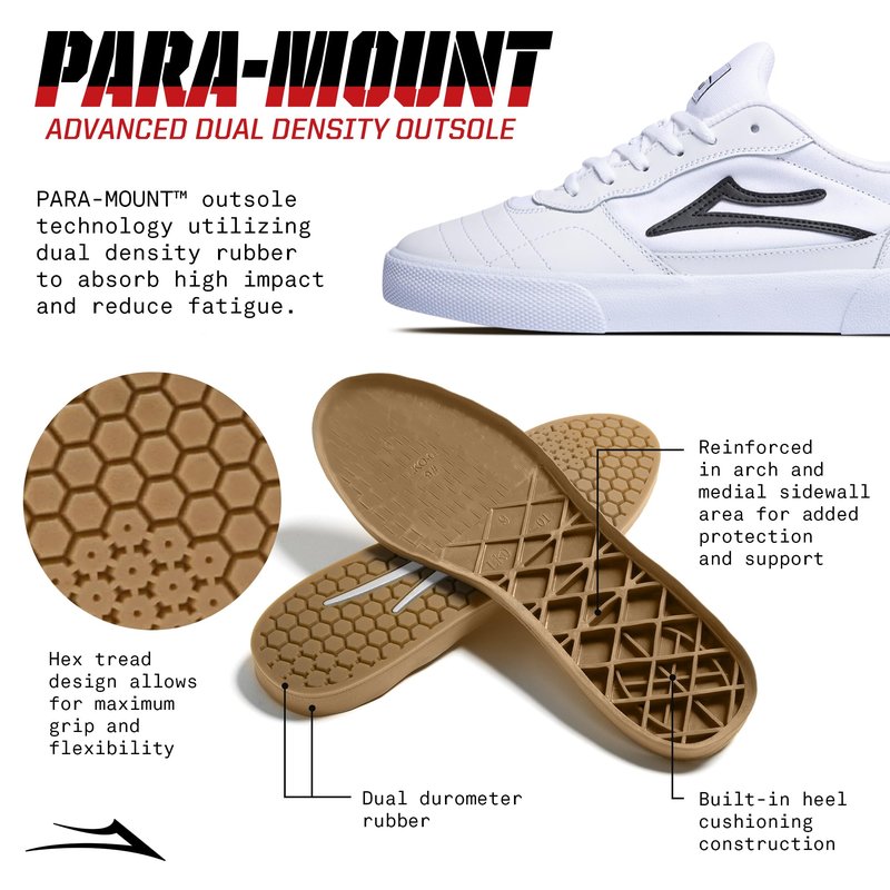 Lakai Cambridge Mens Skate Shoes, White Leather, 9