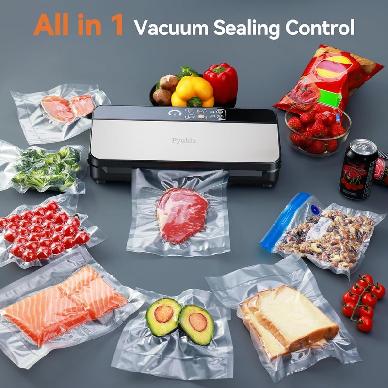 Vacuum Sealer Machine - 8-in-1 Food Sealer with Automatic Dry/Moist Modes & Built-in Cutter | Includes 2 Roll Bags & 11 Vacuum Bags
