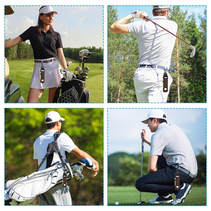 PATIKIL Golf Ball Carry Bag, 2 Pcs Golf Tee Holder Pouch Portable Neoprene Golf Ball Holder with Clip for Men and Women Storage Gifts, Brown