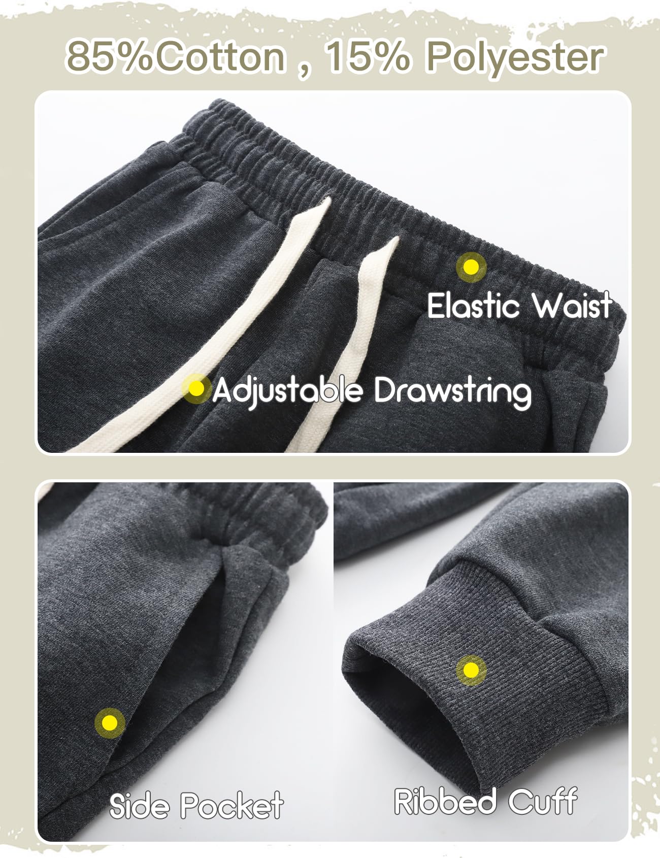 Flygo 3 Pack Boys Sweatpants Kids Active Joggers Athletic Casual Basic Pull On Pants with Pockets Drawstring(Black+Darkgrey+Navy 5-6 Y)