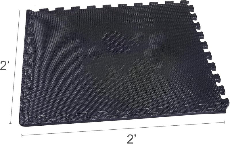 BalanceFrom Puzzle Exercise Mat - 1" Thick EVA Interlocking Foam Tiles for Home Gym | Black, 24" x 24" (72 Sq Ft, 18 Tiles)