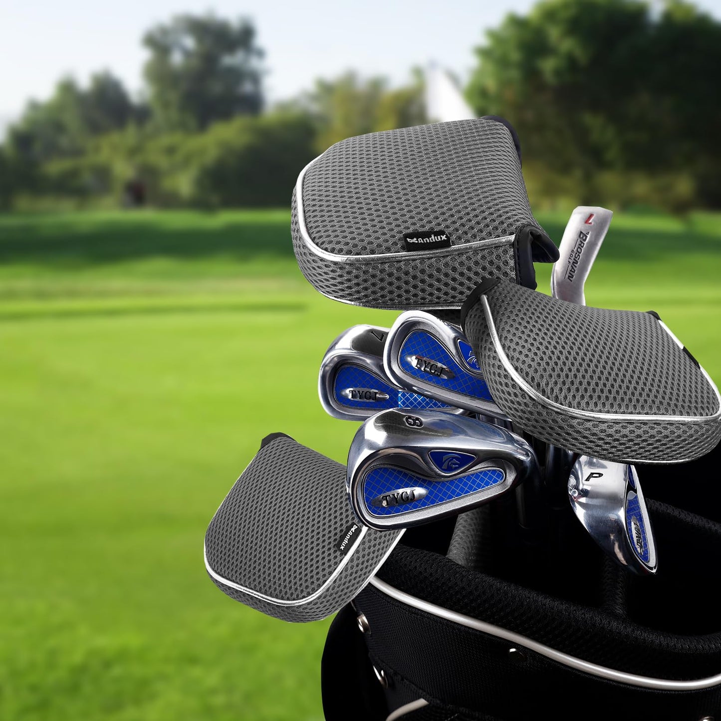Andux Putter Cover Golf Putter Head Covers for Low Center Shaft Putter MT/TG23, Square Gray