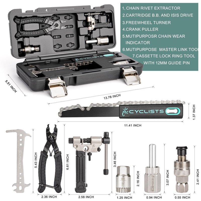 7 Piece Bike Tool Kit - Bike Tools Maintenance Repair Kit - Mountain/Road Bike Bicycle Repair Tool Kit With Storage Case
