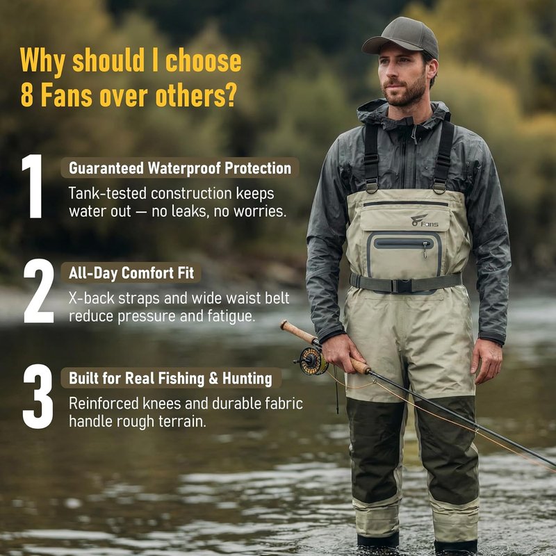 Fishing Chest Waders for Men & Women - Waterproof Breathable 3-Layer Neoprene | Lightweight Hunting Gear