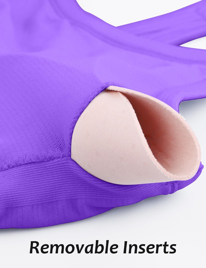 MathCat Workout Tank Tops for Women with Built in Bra, Sleeveless Gym Tops Seamless Racerback Athletic Yoga Shirts Purple