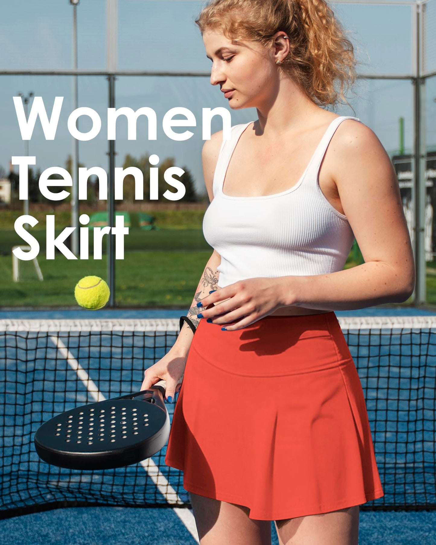 Shdykj Women Tennis Workout Skirts High Waisted Athletic Skirt with Inner Shorts Pockets,Soft Lightweight Golf Running Skirt Black