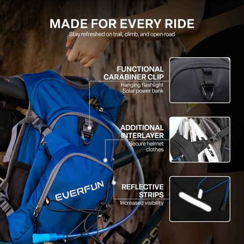 EVERFUN Hydration Backpack Bundle with 2L Water Bladder & 3L Water Bladder, 18L Insulated Pack with Rain Cover