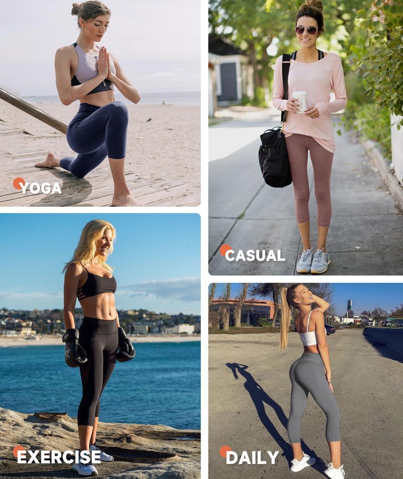 GAYHAY Capri Leggings for Women with Pockets - High Waisted Tummy Control Soft Yoga Pants for Workout Running Cycling