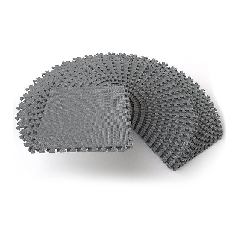 BalanceFrom Puzzle Exercise Mat 1/2" Thick, EVA Interlocking Foam Floor Tiles for Home Gym, Mat for Home Workout Equipment, Floor Padding for Kids, Gray, 24 in x 24 in x 1/2 in, 144 Sq Ft - 36 Tiles