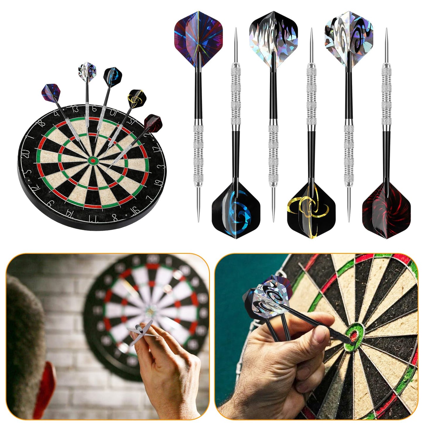 Accmor Metal Tip Darts, Steel Tip Darts, 14 Grams Professional Metal Darts, Darts Metal Tip Set, Metal Darts for Dartboard, 18 pcs 