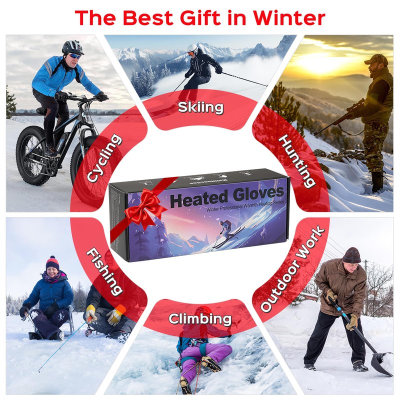 Acroutro Heated Gloves for Men&Women, 5-Temp Settings Camouflage Rechargeable with 7.4V 6400mAh Rechargeable Battery, Waterproof Touchscreen Winter Gloves for Skiing,Motorcycle, Work, Hunting(L)