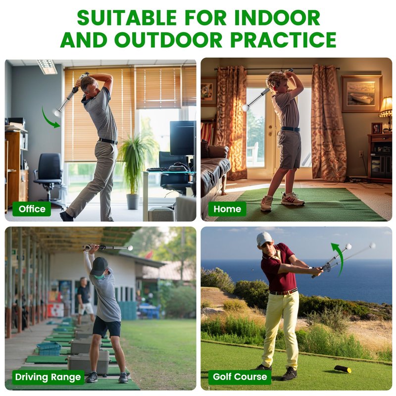 Seticek Retractable Golf Swing Training Aid,Rhythm Click Sound Warm Up Golf Swing Trainer,Golf Grip Trainer Attachment -Strength & Tempo Training for Chipping Hitting,Golf Accessories for Men