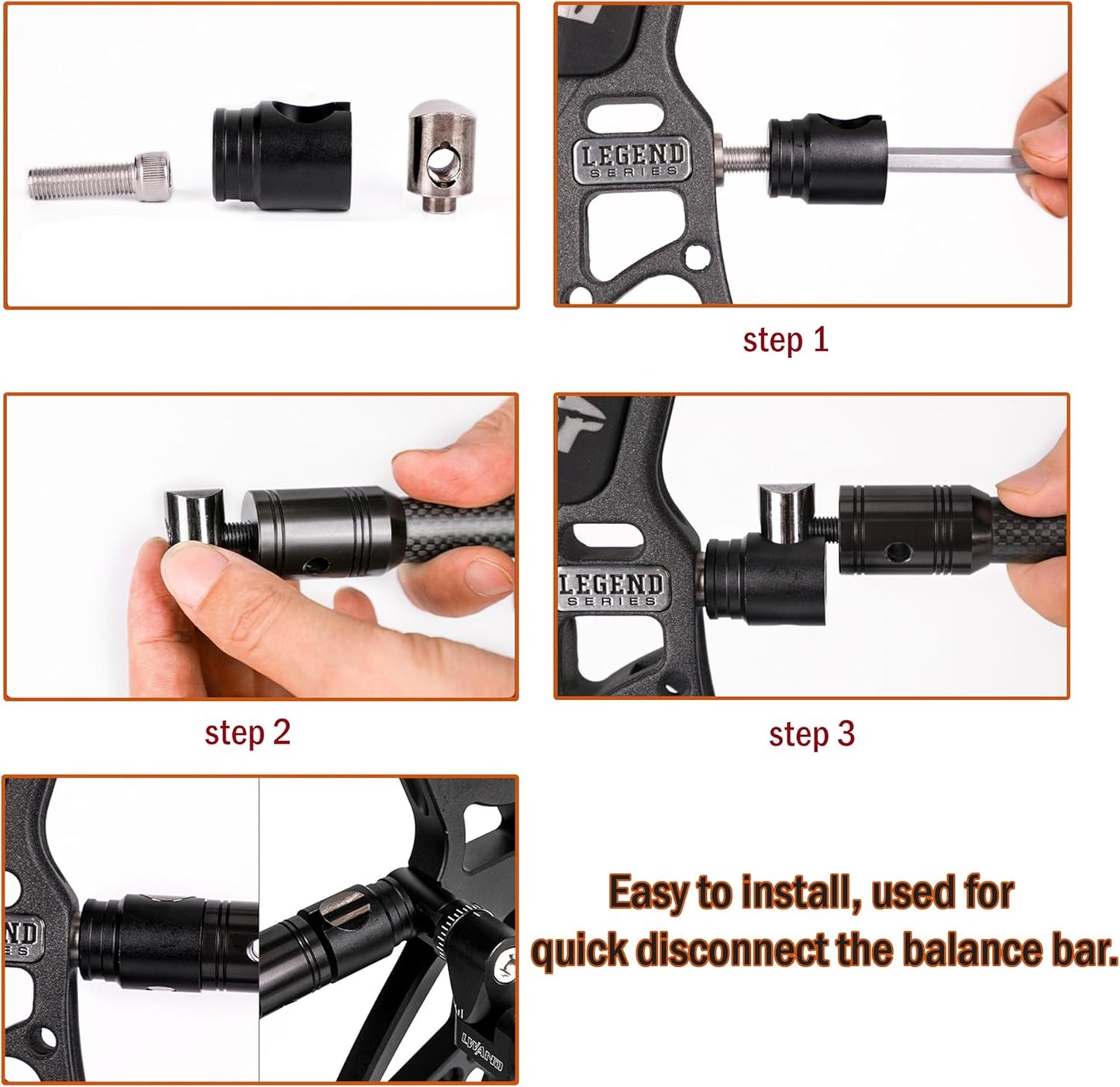 Archery Compound Bow Stabilizer - Adjustable 6" to 12" Vibration Reduction | 3K Carbon Fiber Body & Damping System