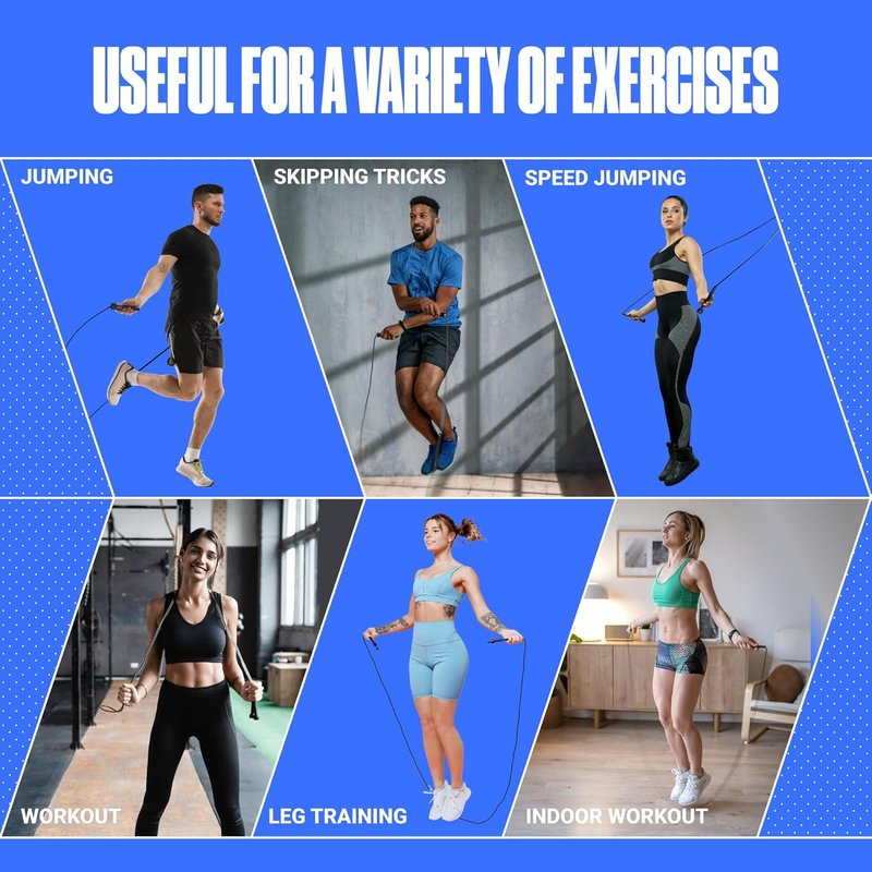 Adjustable Jump Rope for Fitness | Skipping Rope for Cardio, Boxing & Weight Loss - Perfect for Men & Women