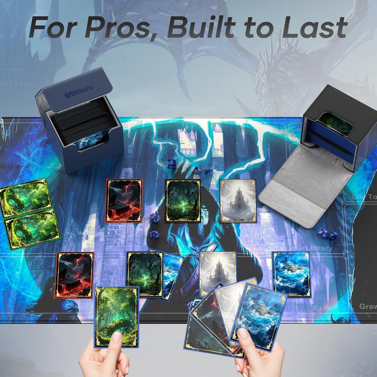 Card Deck Box - Holds 100+ Double-Sleeved Cards with Leather Magnetic Closure | MTG & TCG Compatible (Black)