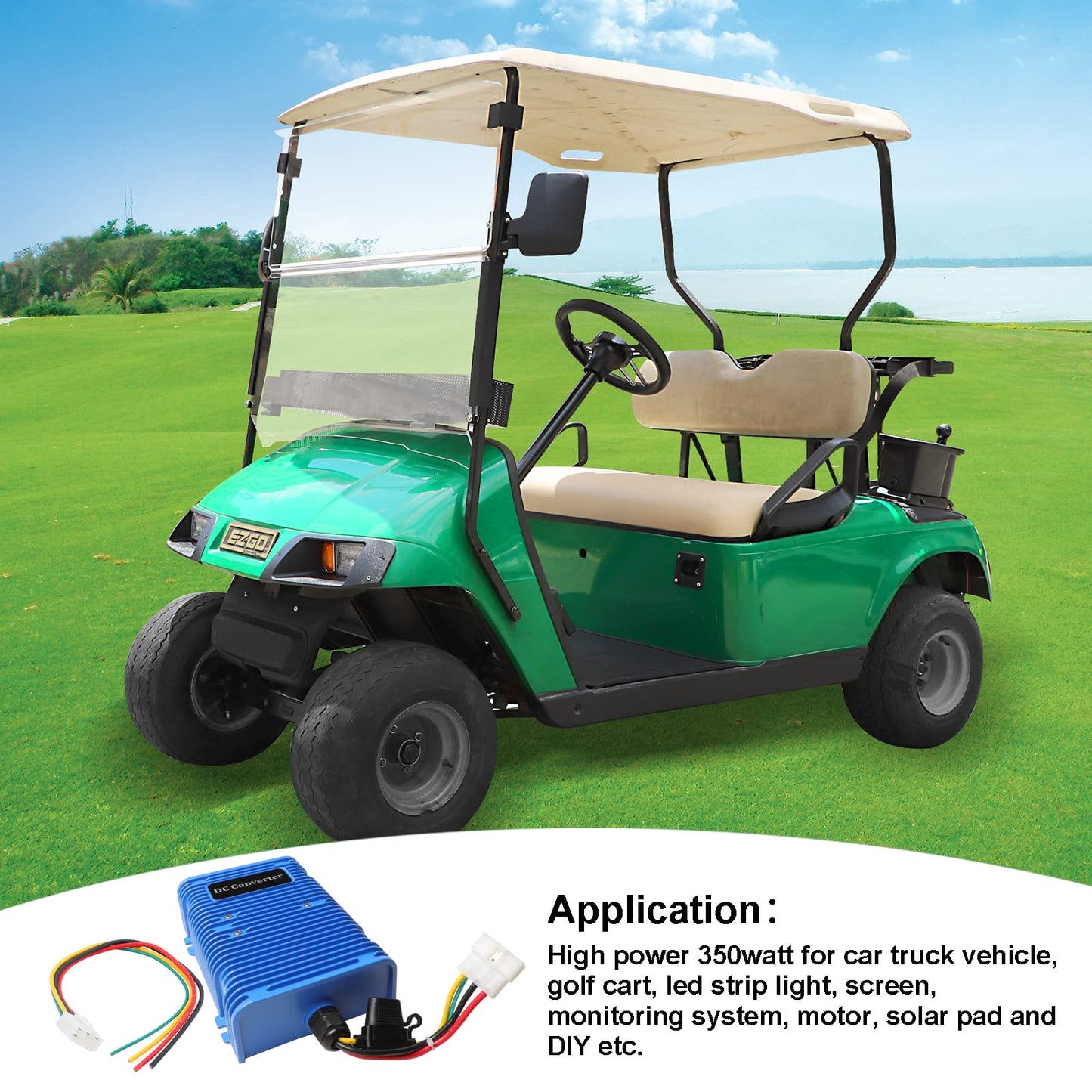 Roykaw Golf Cart 36V 48V to 12V Voltage Reducer Regulator DC Converter Compatible with EZGO Club Car Yamaha,Dual Power Source,30A 360W