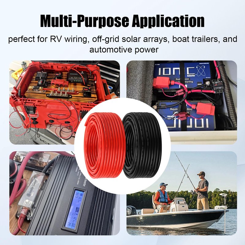 Marine Wire 14 AWG, 10FT Red & 10FT Black Tinned Copper Boat Cable, Ultra-Flexible 14 Gauge Marine Grade Electrical Wire for LED Lights, Fish Finder, and Marine Electronics