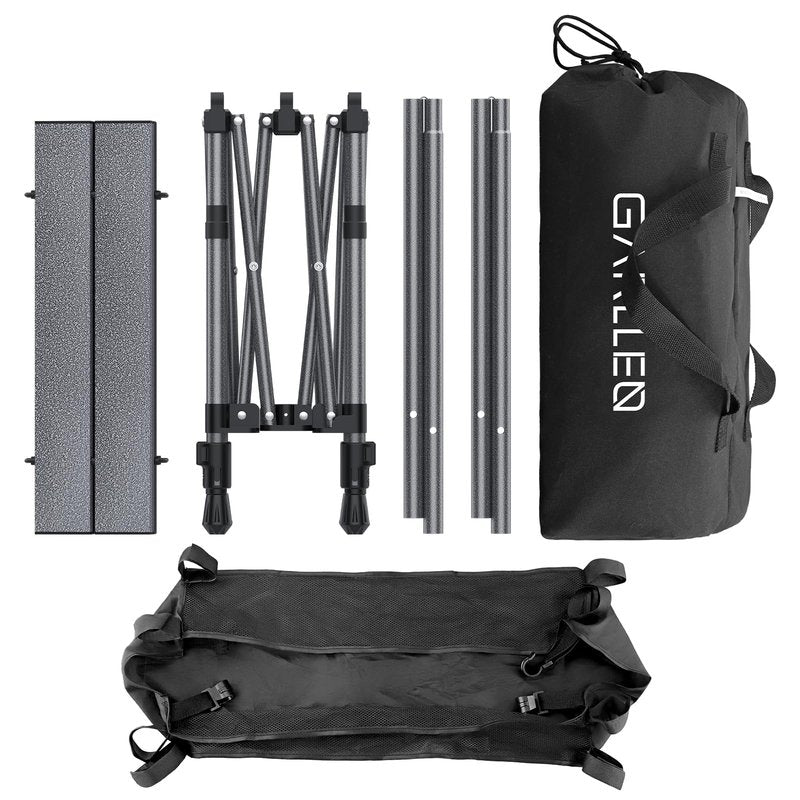 GARLLEN Folding Camping Table, 2-Height Adjustable Portable Roll-up Camping Table with Storage Net, Lightweight Aluminum Picnic Table with Carrying Bag for Cooking, BBQ, Outdoor, 32.2" L x 15.7" W