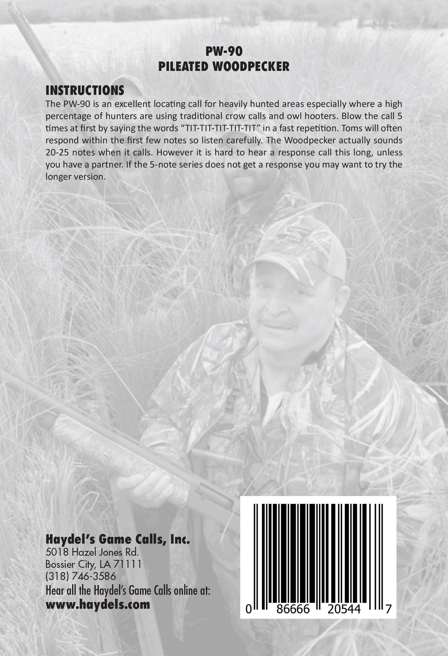 Haydel's Game Calls Inc. PW-90 Pileated Woodpecker Call, Turkey Locator Call