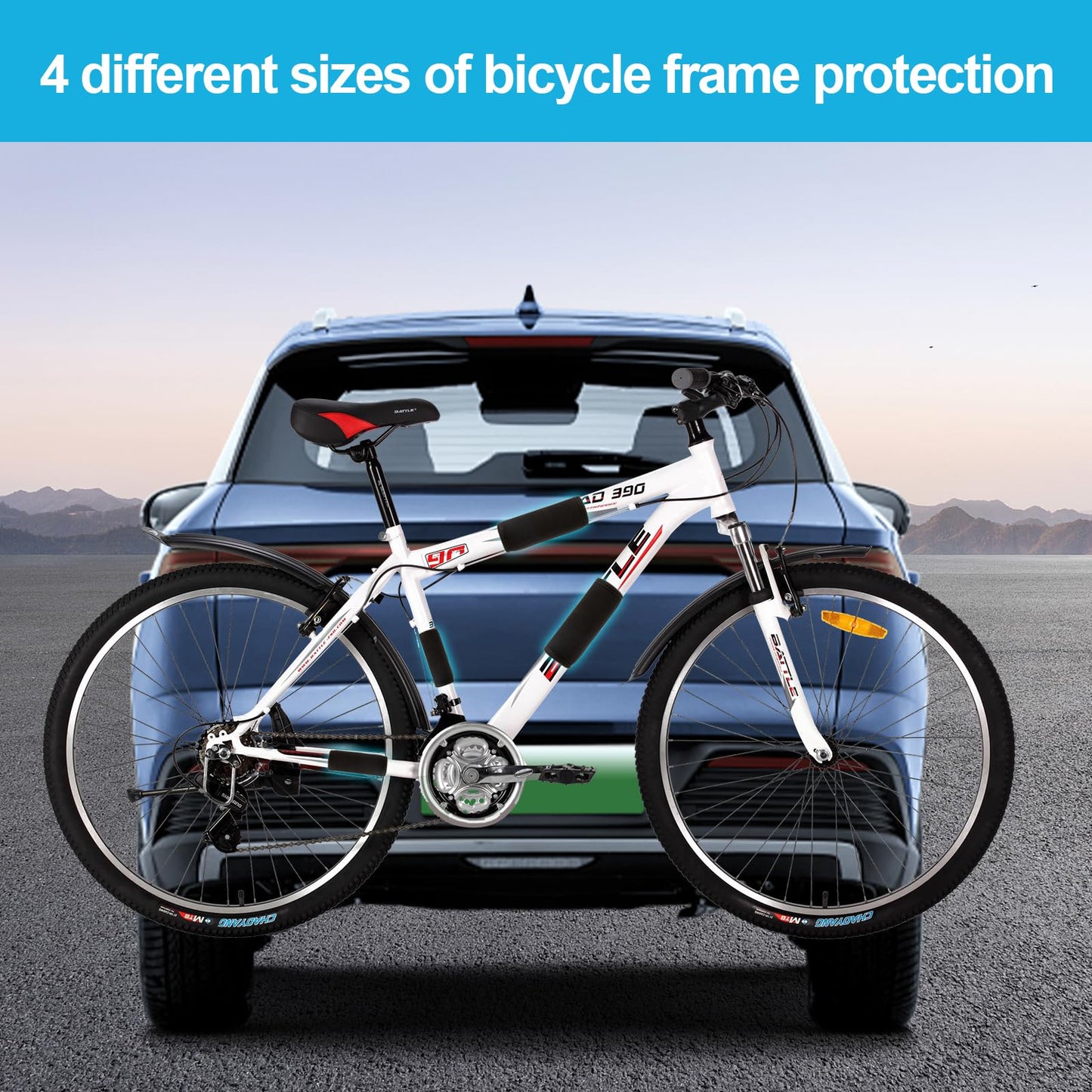 Bike Frame Protection Kit - 4-Piece, Universal Bicycle Frame Protection,Made of Neoprene, Can be Used on Bicycle Carrier Protection, E-Bike Accessories, Bicycle Accessories