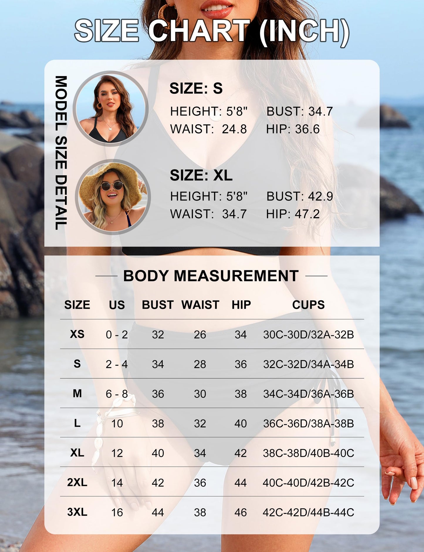 Blooming Jelly Womens High Waisted Bikini Sets Crisscross 2 Piece Swimsuit Tie Back Swim Suit 2026 (Small, Black)