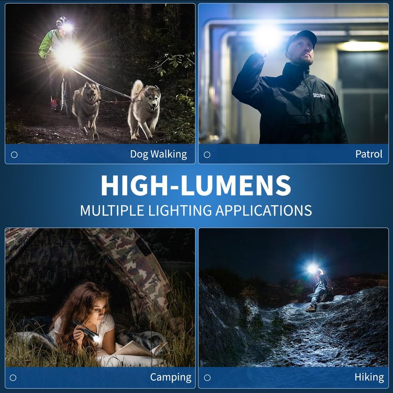 Flashlight Rechargeable Flashlights High Lumens, 99,000 LM Bright LED Flashlight Powered Flash Light, USB Rechargeable Flashlights & Waterproof Handheld Flash lights for Home Camping Hiking(2 Pack)