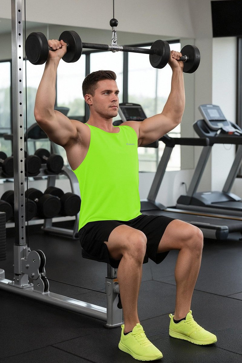 Cakulo Mens Tank Tops Big and Tall Swim Shirts Running Quick Dry Workout Sleeveless Summer Pack Grey/Neon Orange/Green 2XL