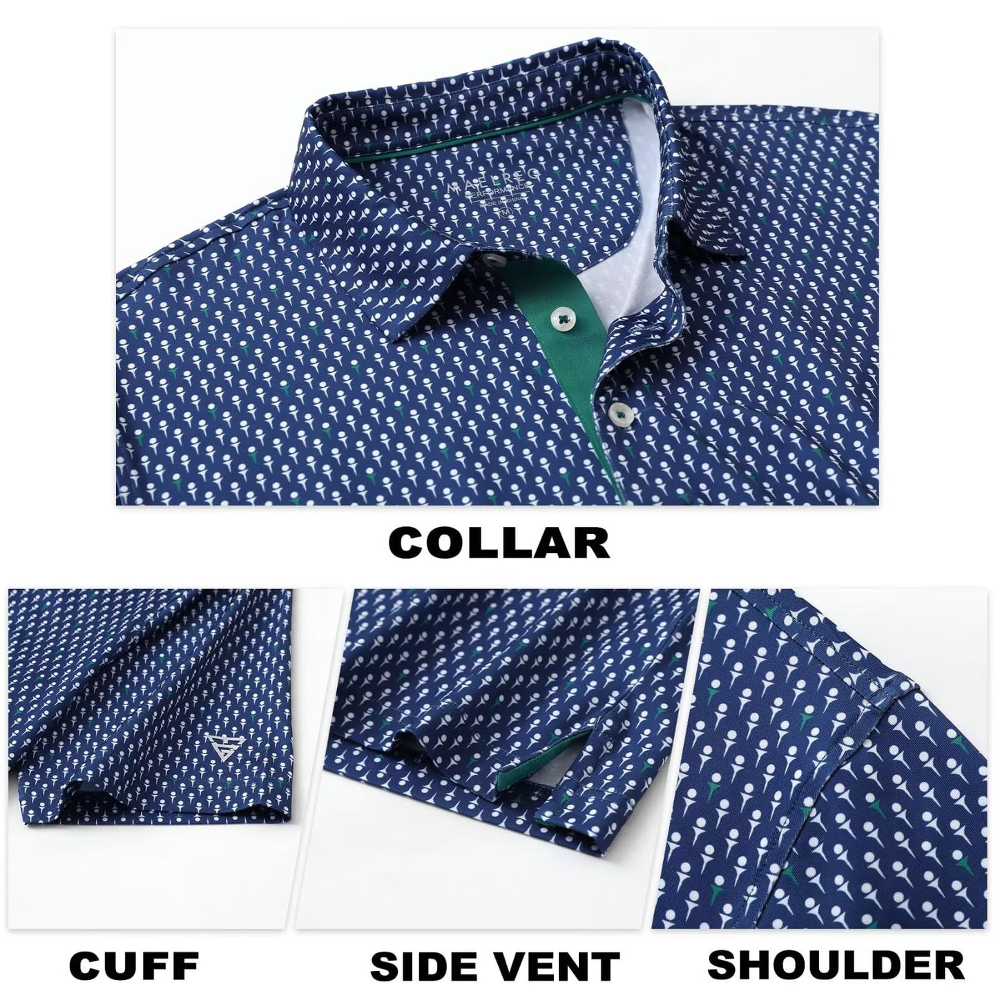 M MAELREG Polo Shirts for Men Quick Dry Fit Short Sleeve Performance Moisture Wicking Print Men’s Golf Shirts