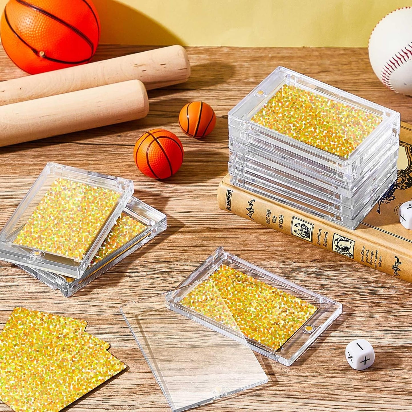 Magnetic Card Holder - 60 Pcs 100 Pt Clear Protectors for Baseball, Football & Hockey Cards