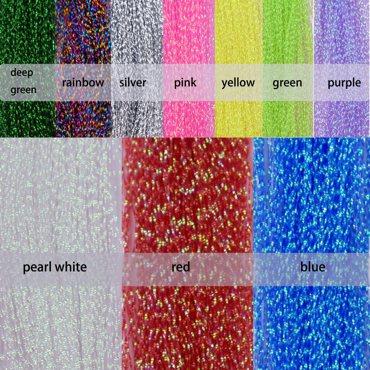 10 Pack Crystal Flash Line Fly Tying Material for Fishing Lure Flies (10 Colors Crystal Flash-Set A)