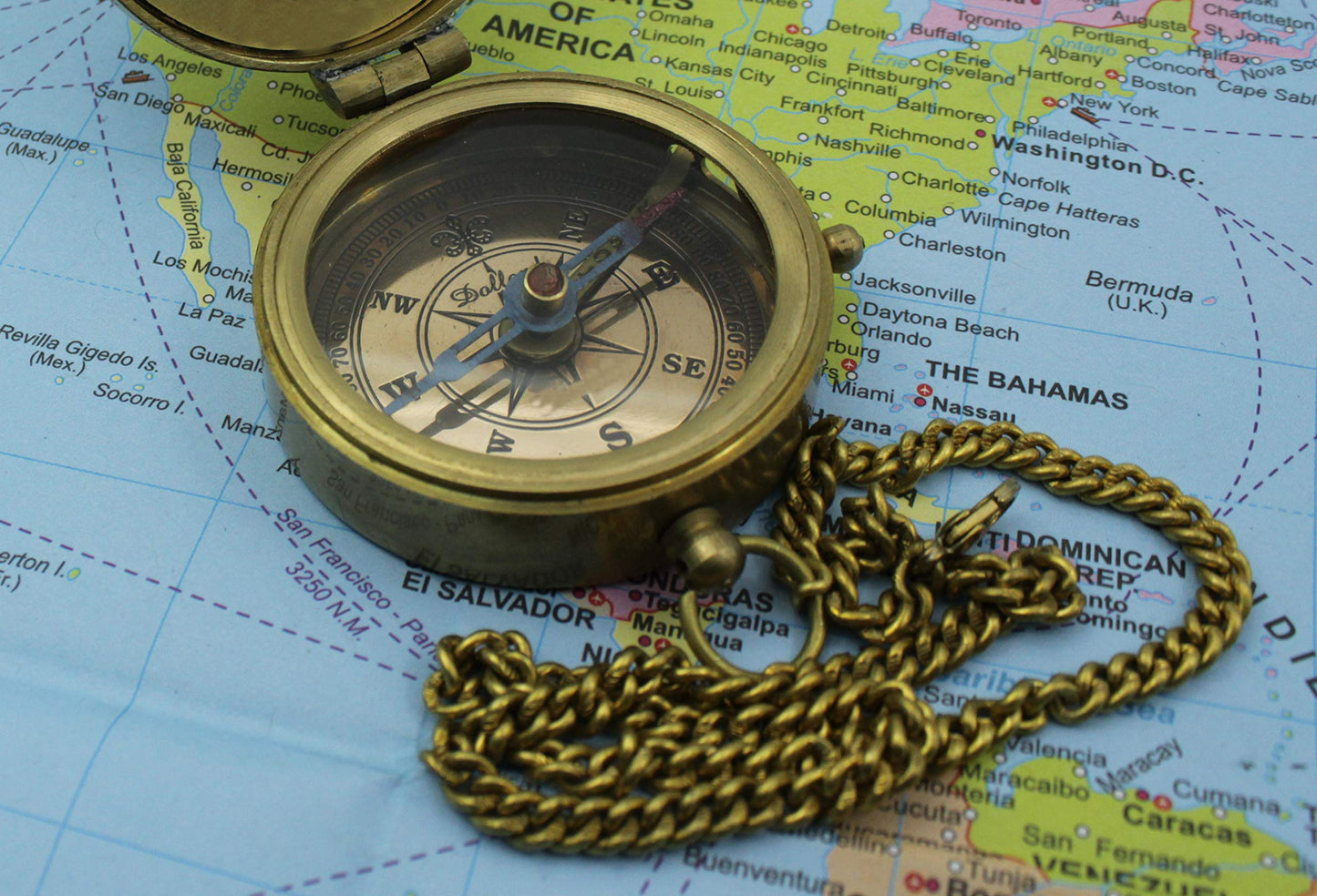 5MoonSun5's Engraved Brass Compass Gift to My Son with Leather Case - Nautical Gift from Dad or Mom, Functional Navigation Compass with Brass Chain