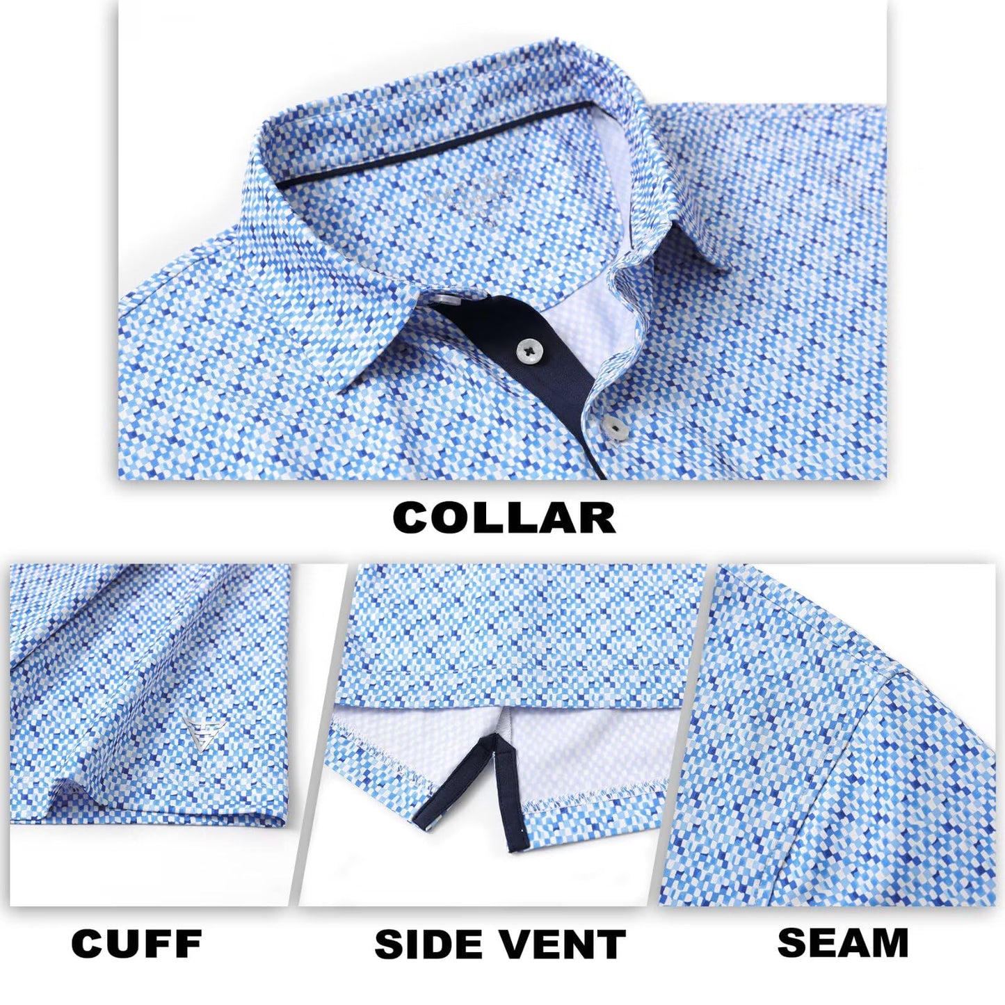 M MAELREG Golf Shirts for Men Dry Fit Print Patterns Performance Moisture Wicking Mens Polo Shirts Short Sleeve