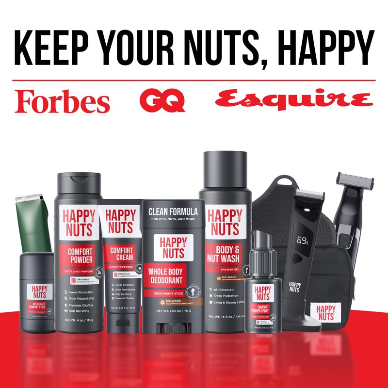 HAPPY NUTS Big Wood Body and Nut Wash - Moisturizing Men's Shower Gel, Bodywash with Deep Cleanse for Sensitive Skin - Men's Body Soap