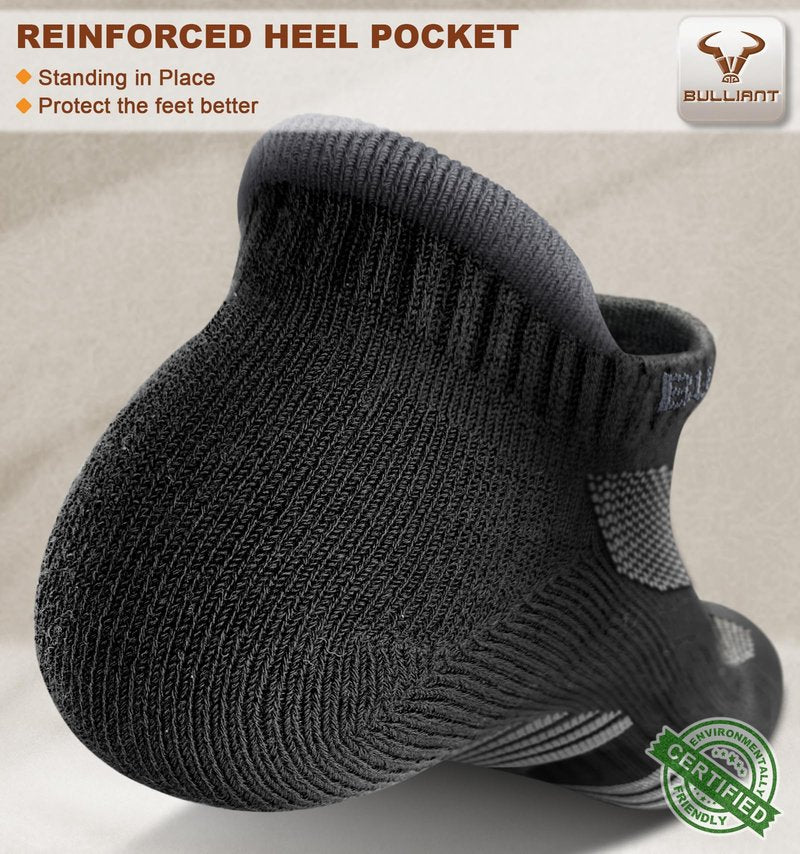 BULLIANT Men Running Socks,Active Ankle Socks No Show For Men With Cushioned Footbed Arch Support Breathable Wicking(6Pairs,Shoes Size:Men 13-15)