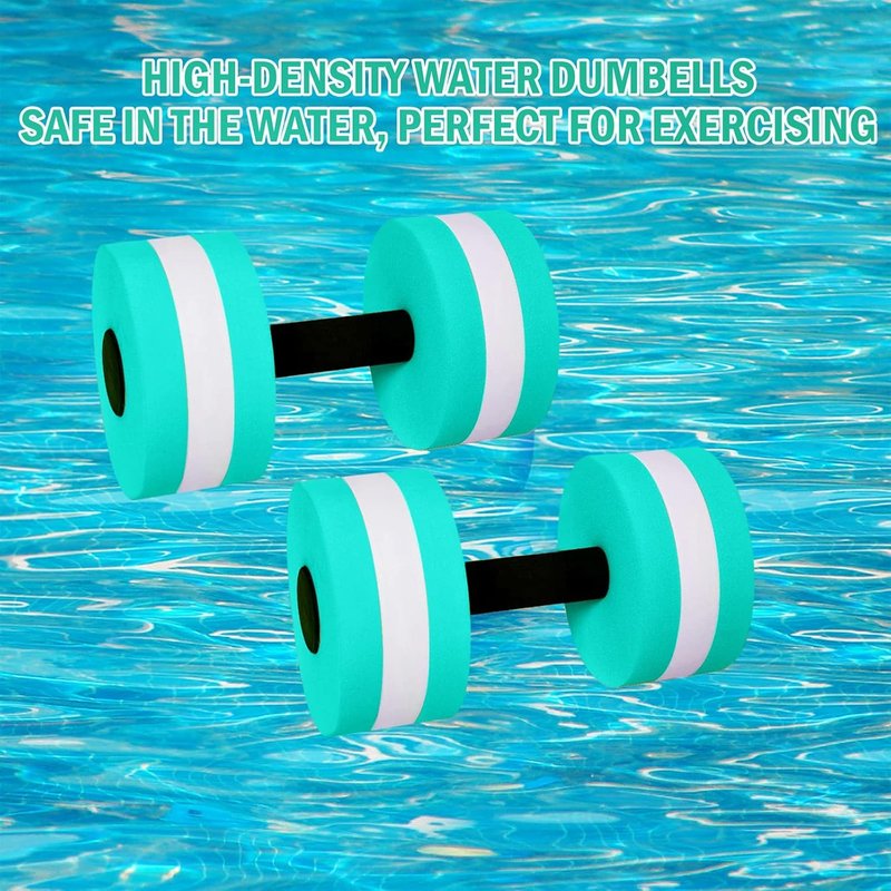 Aquatic Dumbbells Set of 2 | High-Density EVA Foam Water Weights for Pool Aerobics - Cyan