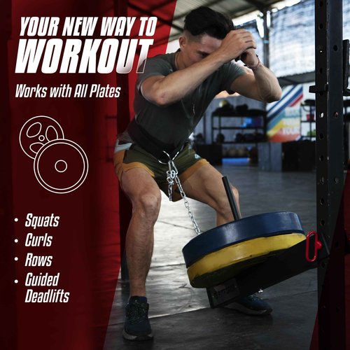 FitForge Belt Squat Attachment for Rack - Space Saving Power Rack Squat Stand Attachment - Power Cage Squat Rack Add On for Home Gym, Compatible with All Hole Plates, Fits 3x3 Racks (No Belt Included)