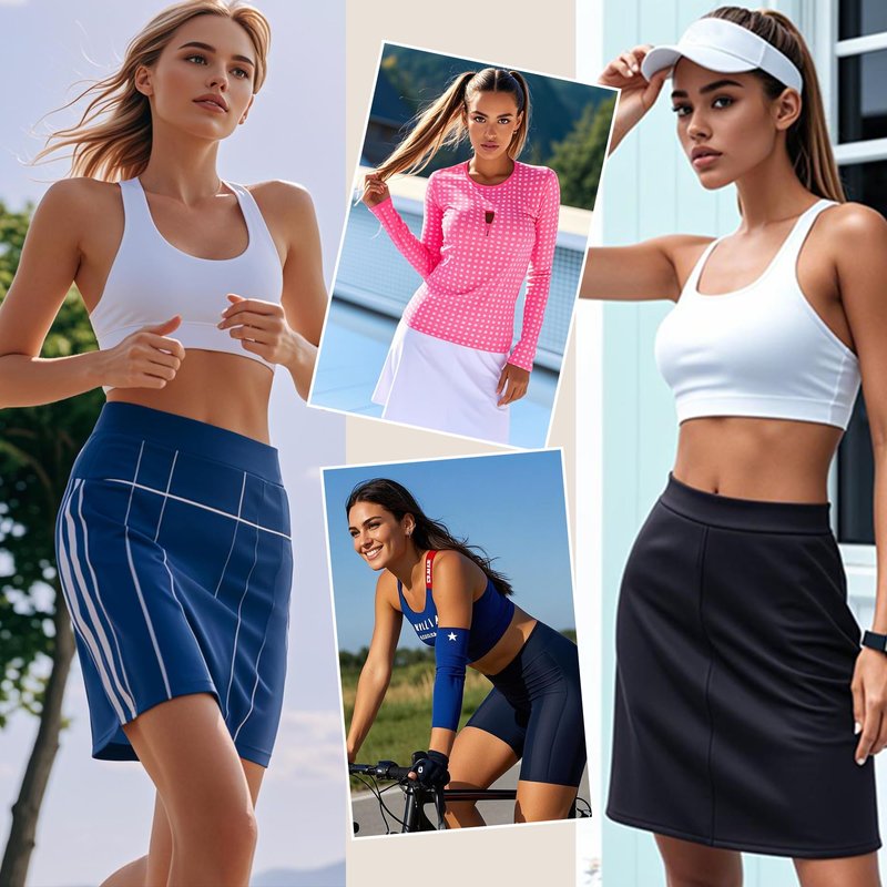 Zando Plus Size Skort Skorts for Women Dressy Casual Knee Length Skirts for Women with Pockets Tummy Control Athletic Skirt Plus Size Tennis Skirt Golf Skort Drawstring Skirt Black Leaves X-Large