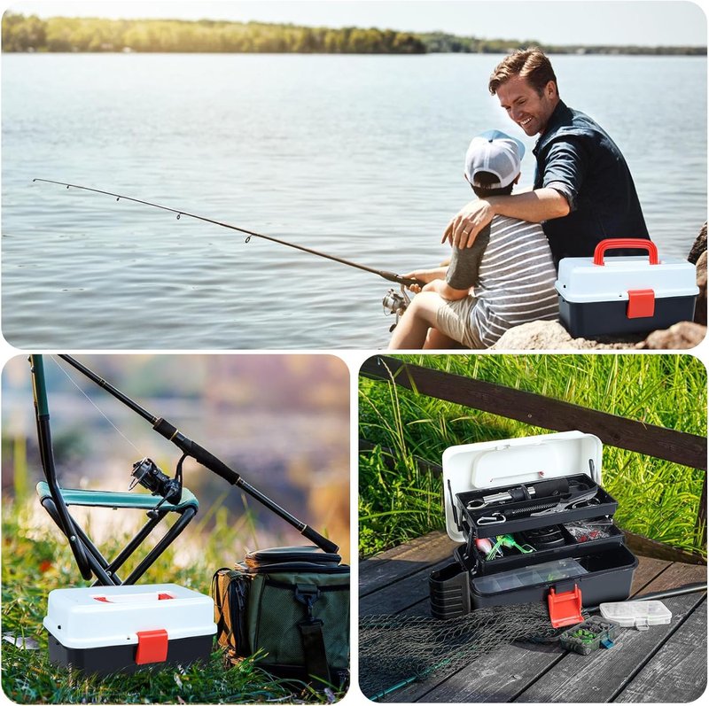 Fishing Tackle Box - 3 Layers with 213 Pcs Fishing Lures Kit & Essential Tools | Perfect for Beginners & Kids