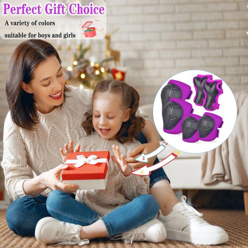 Kids/Youth Knee Pads and Elbow Pads Set for Kids 3-14 Years Boys Girls Protective Gear Set Adjustable Knee Pads, Elbow Pads, Wrist Guards Skateboard Skating Skiing Cycling Biking Running Scooter
