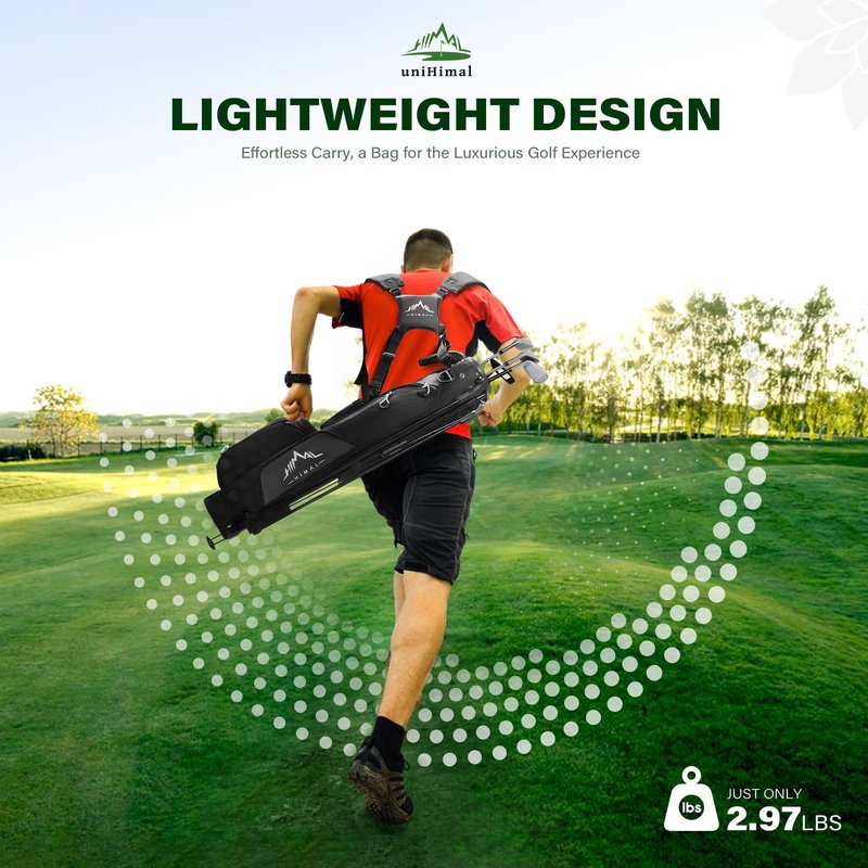 UNIHIMAL Par 3 Golf Lightweight Stand Carry Bag PRO with Dual Shoulder Straps –Pitch n Putt Golf Bag Easy to Carry and Durable for The Driving Range and Executive Courses – 31.5 inches Tall (Black)